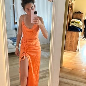 Satin Orange Formal Dress